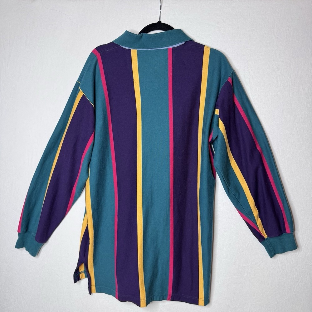Vintage Twickers Rugby Shirt Sz XL 100% Cotton Long Slv 90s Striped Embroidered - Picture 4 of 11